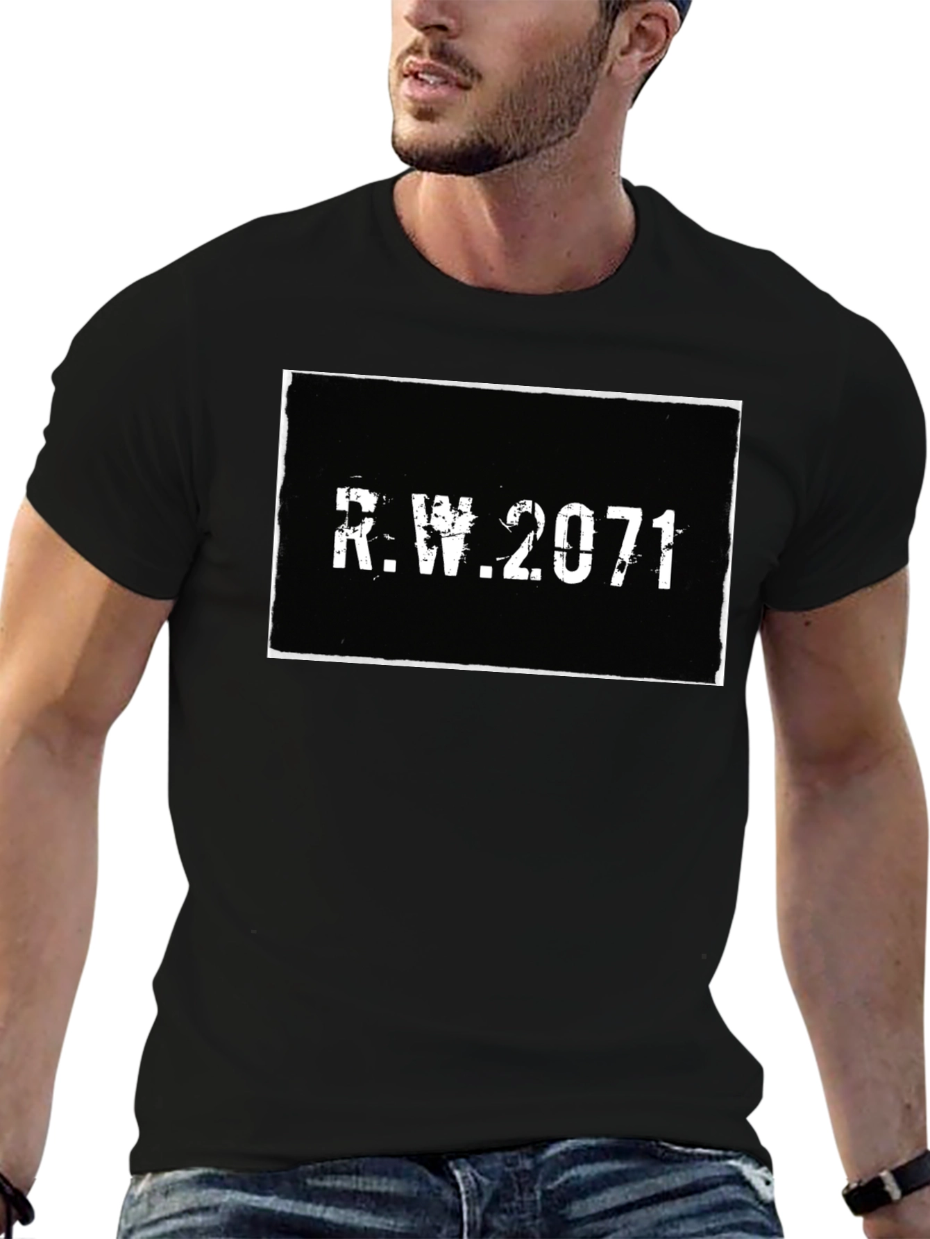 R.W. 2071 Graphic Tee - Retro Style Black T-Shirt