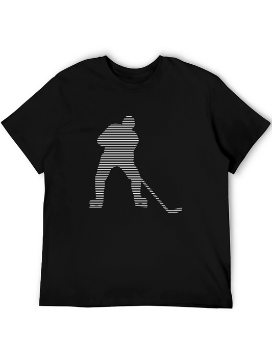 Hockey Player Graphic Tee - Sporty Black T-Shirt