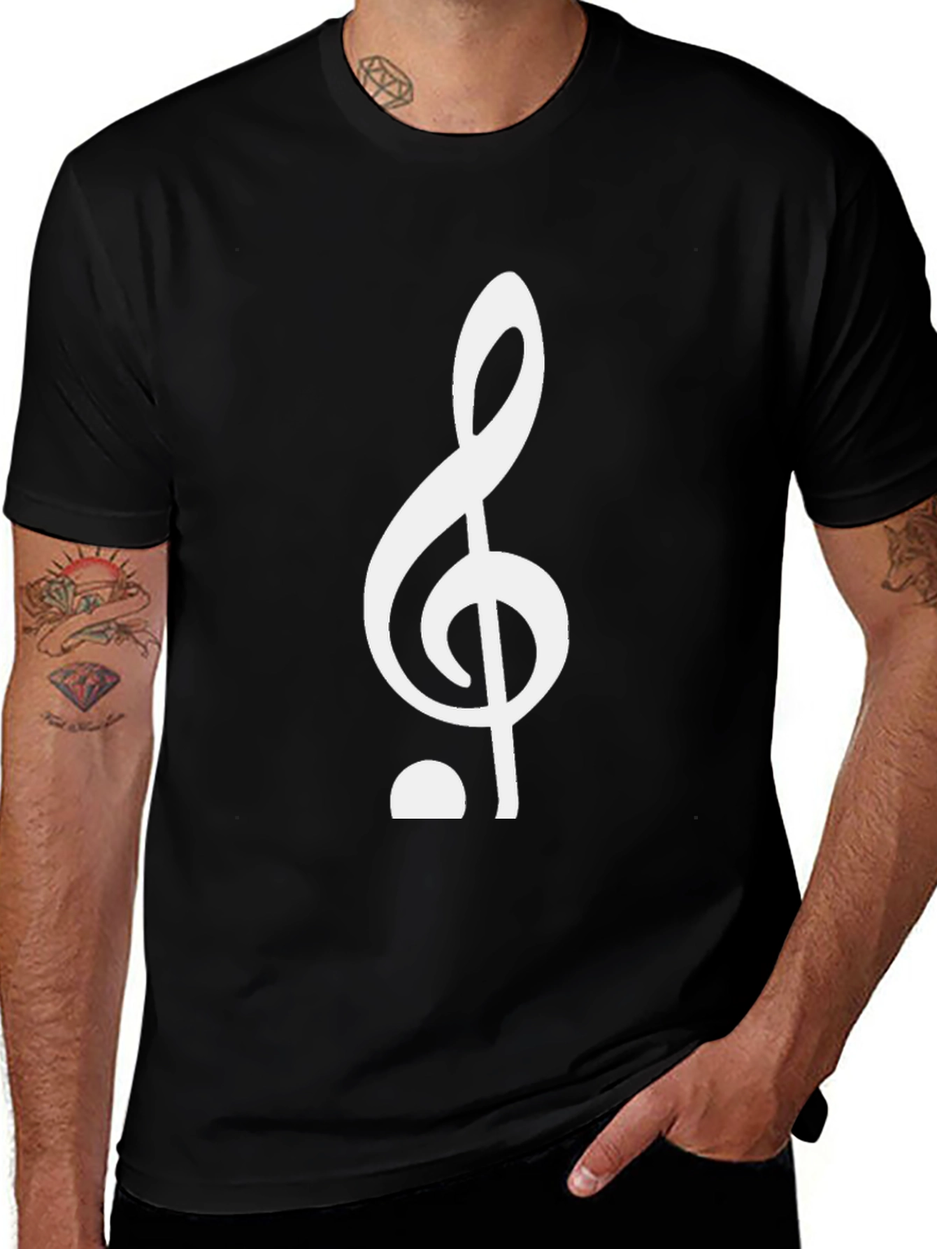 Treble Clef Graphic T-Shirt - Black