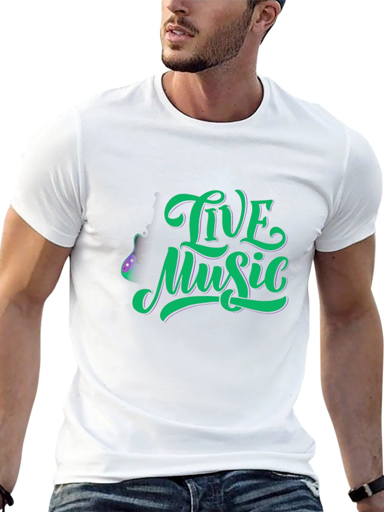 Live Music Graphic Tee - Classic Black Cotton T-Shirt