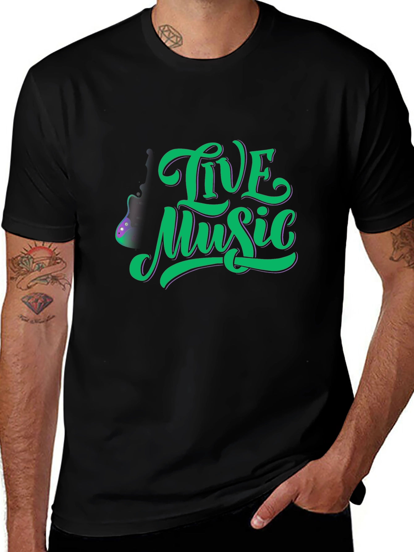 Live Music Graphic Tee - Classic Black Cotton T-Shirt