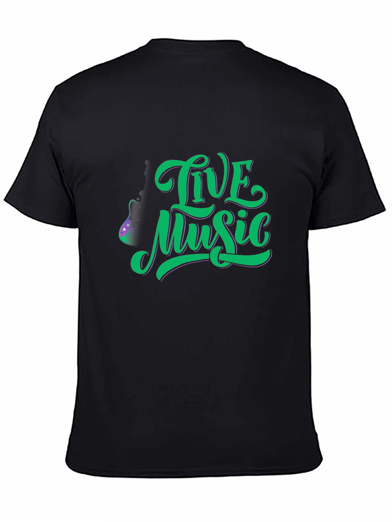 Live Music Graphic Tee - Classic Black Cotton T-Shirt
