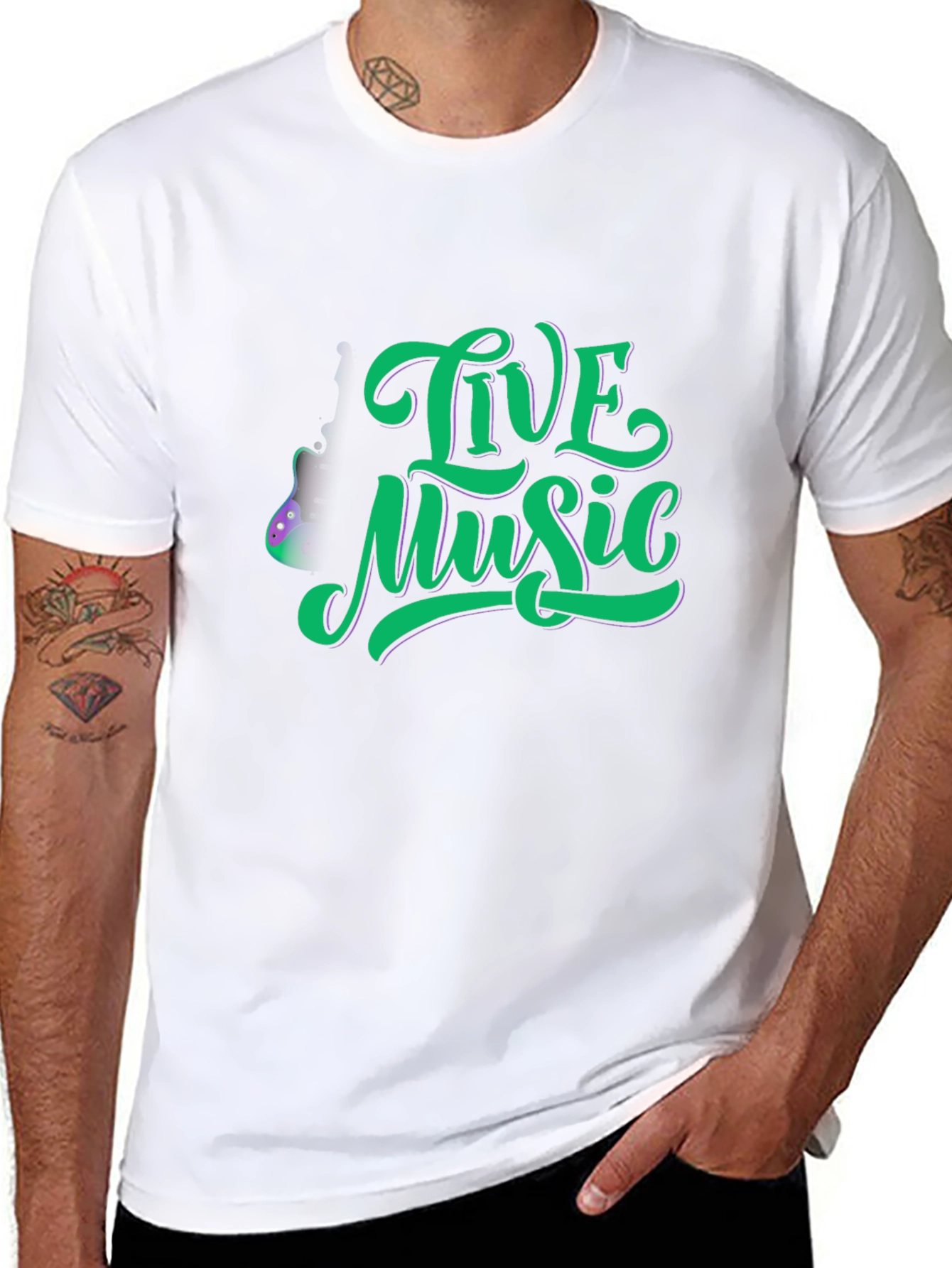 Live Music Graphic Tee - Classic Black Cotton T-Shirt