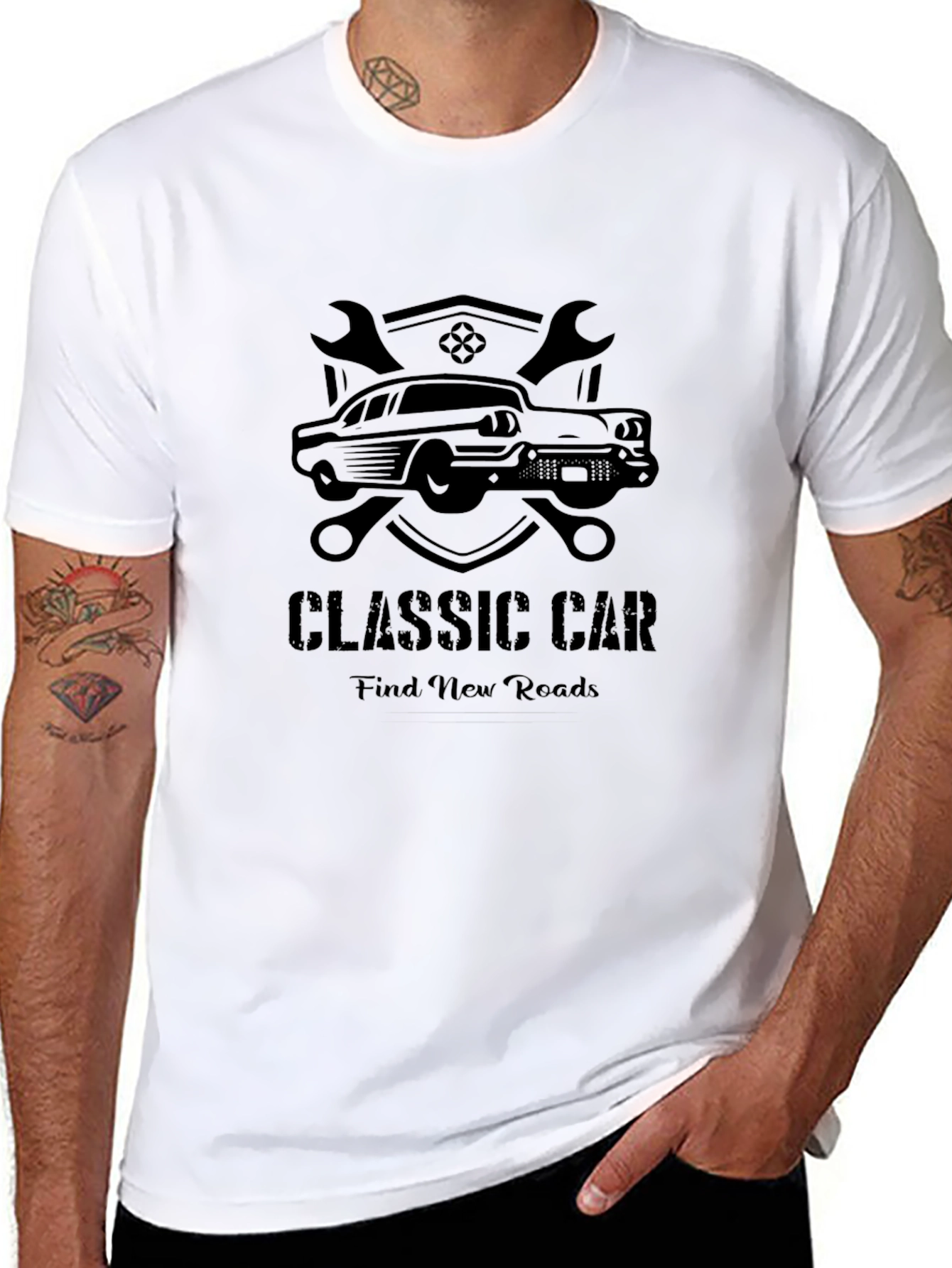 Classic Car Black Graphic T-Shirt