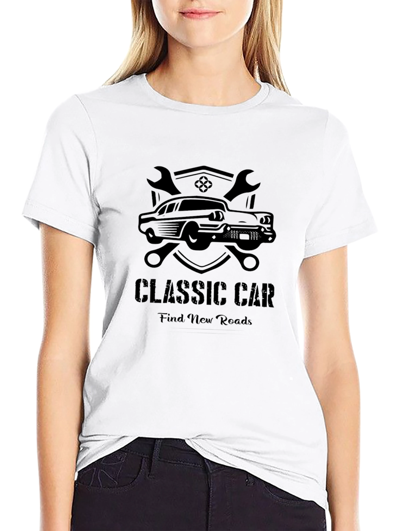 Classic Car Black Graphic T-Shirt