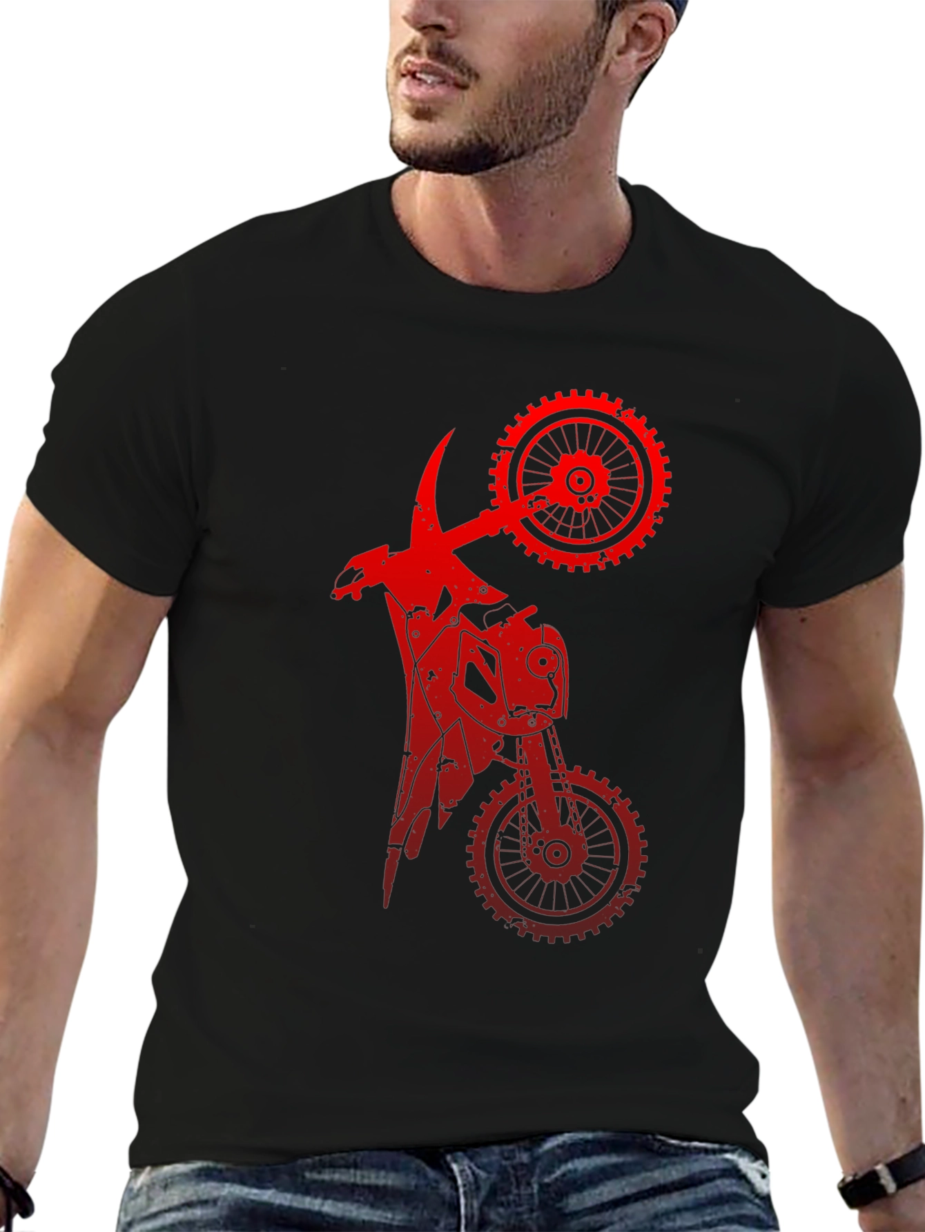 Red Mechanical Motorcycle Graphic Tee