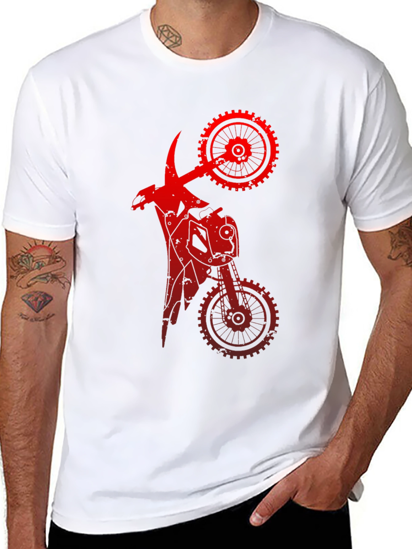 Red Mechanical Motorcycle Graphic Tee