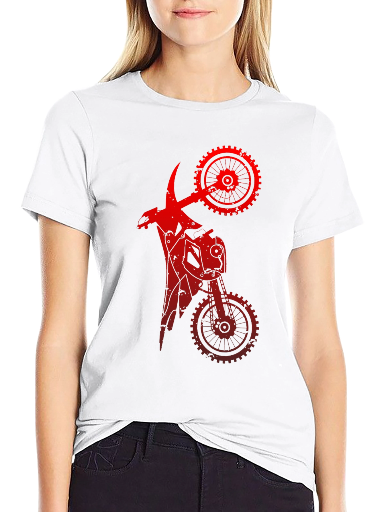Red Mechanical Motorcycle Graphic Tee