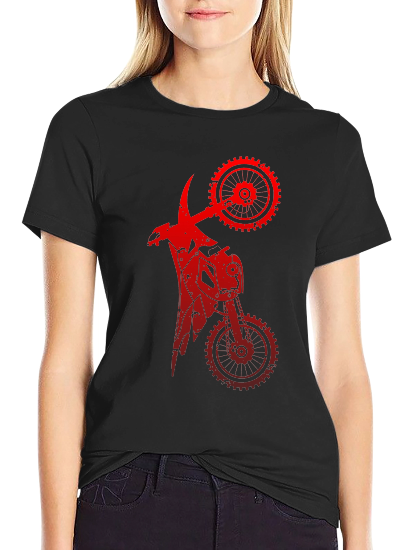 Red Mechanical Motorcycle Graphic Tee