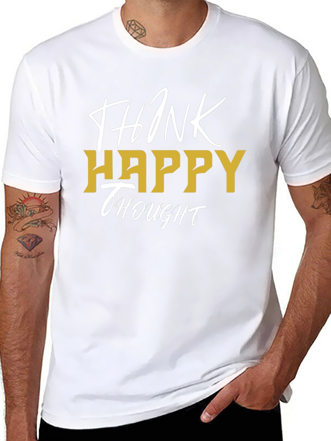 Think Happy Thought Black Graphic Tee