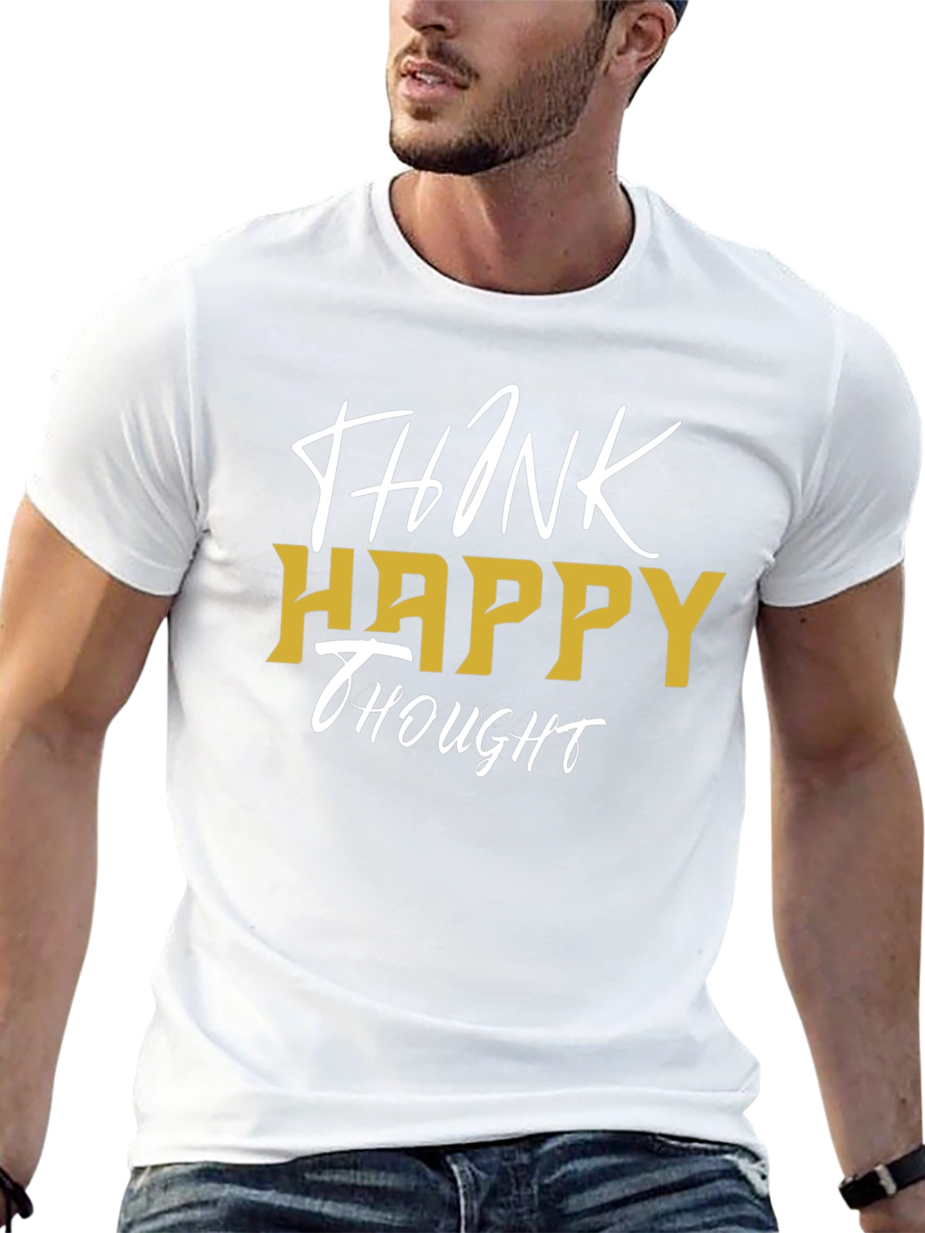 Think Happy Thought Black Graphic Tee