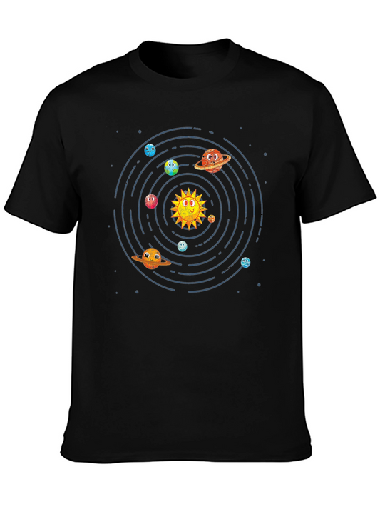Cartoon Planets Graphic Print T-Shirt