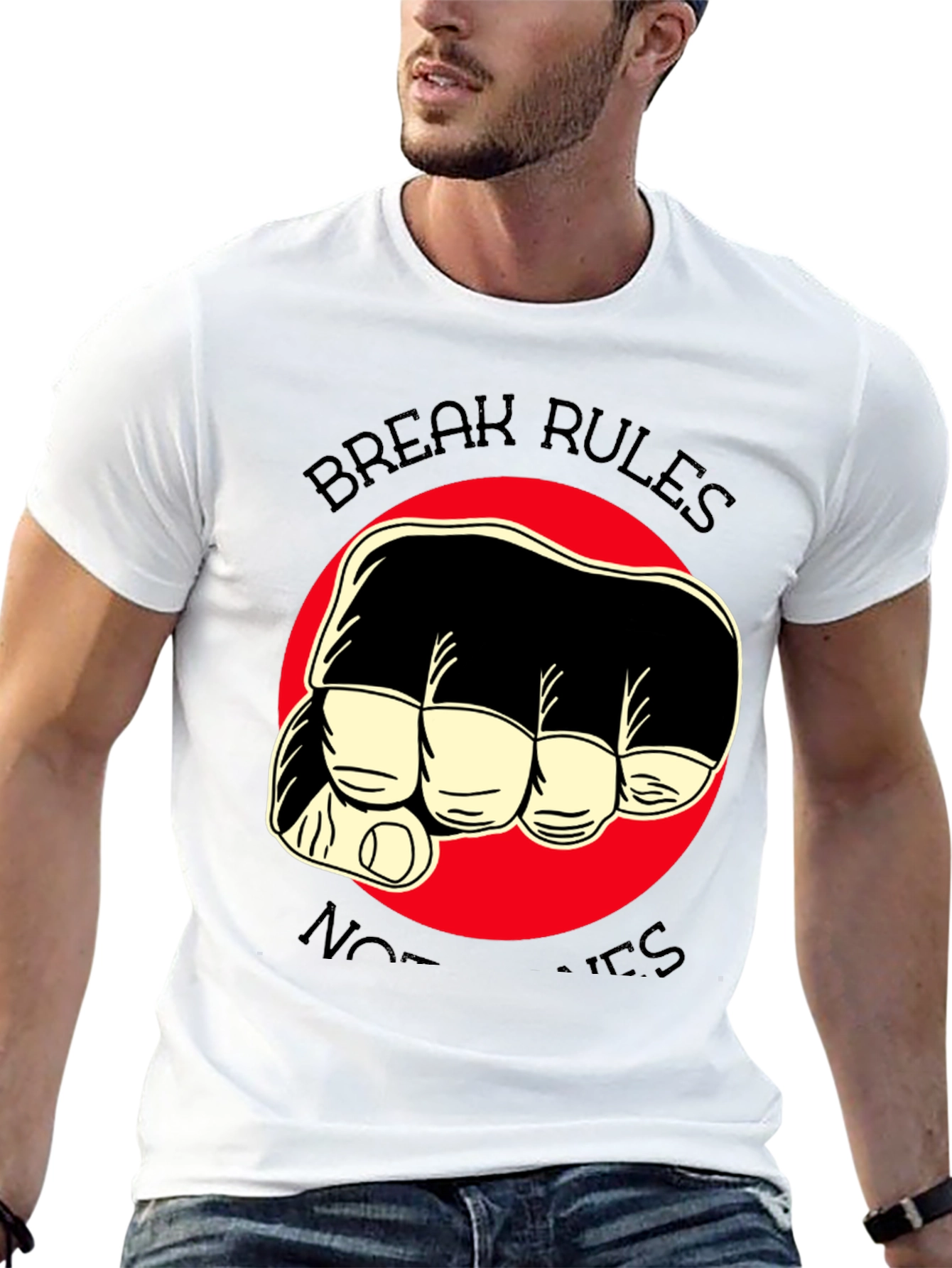 Break Rules Not Hearts Graphic Tee - Black