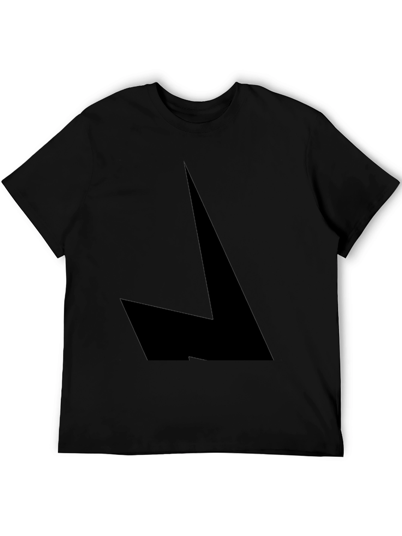 Mens Black Geometric Graphic Tee - Modern Style