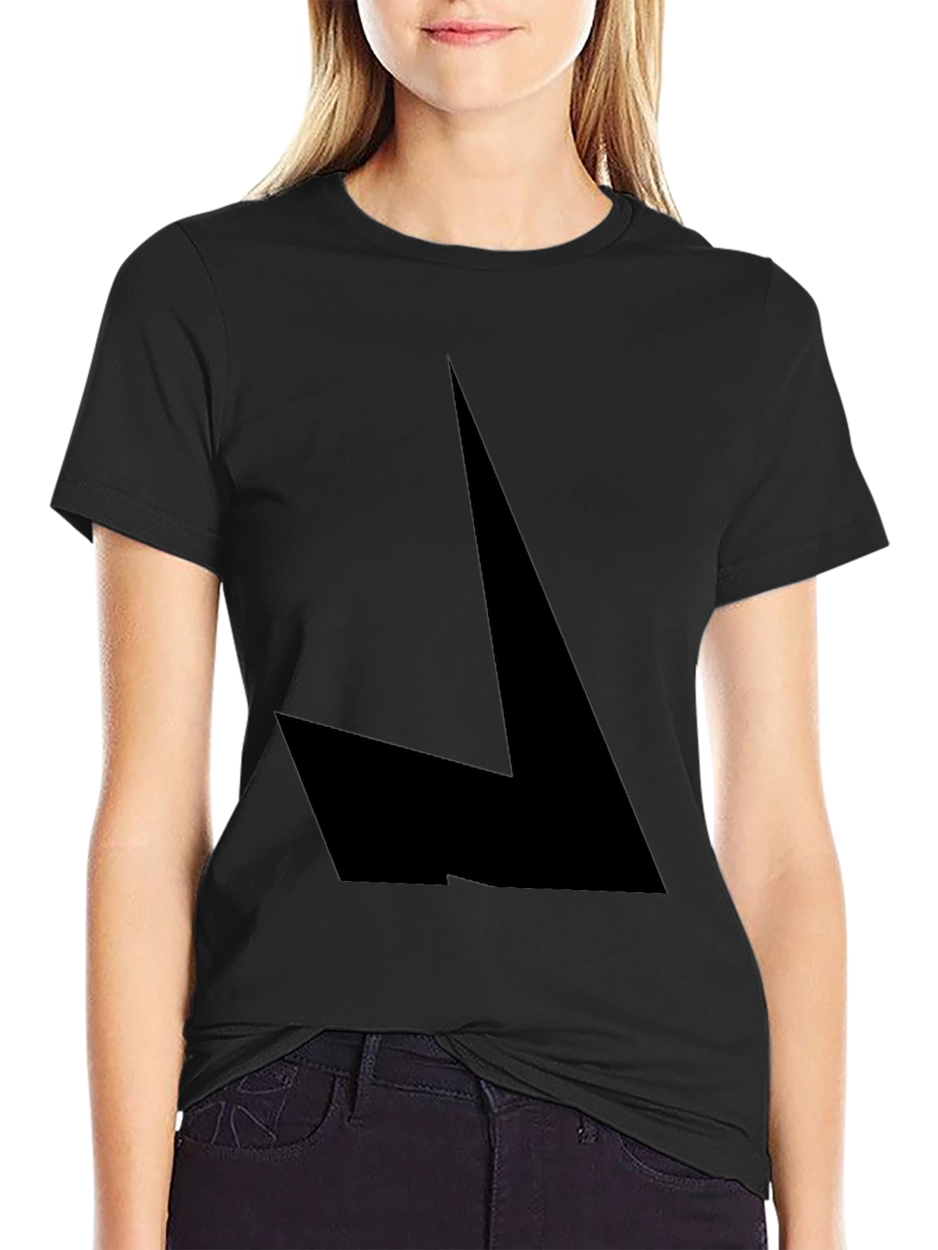 Mens Black Geometric Graphic Tee - Modern Style