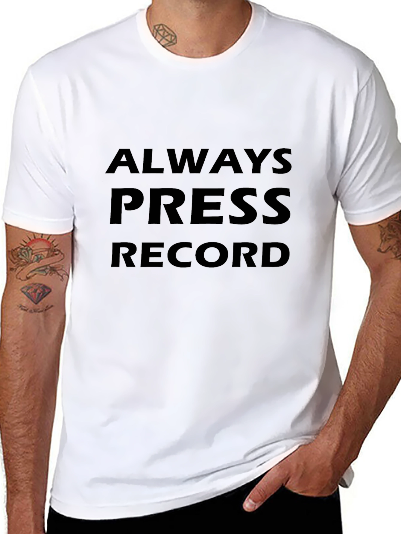 Always Press Record Black Graphic Tee