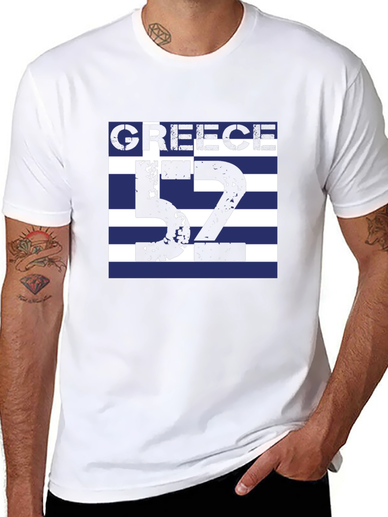 Greece Flag T-Shirt - Number 52 Greek Pride Tee