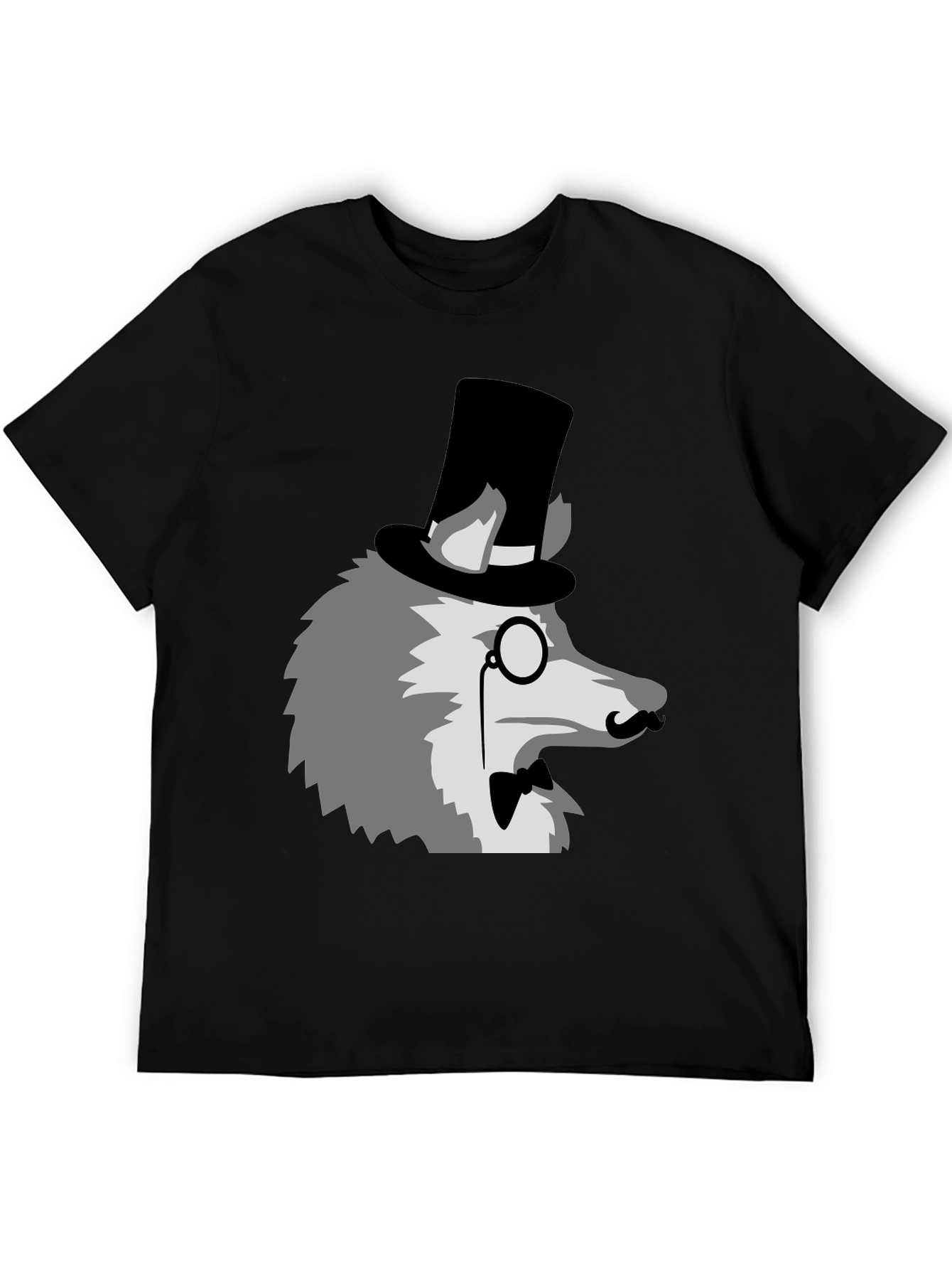 Gentleman Wolf Graphic Tee - Unique Animal Print Shirt