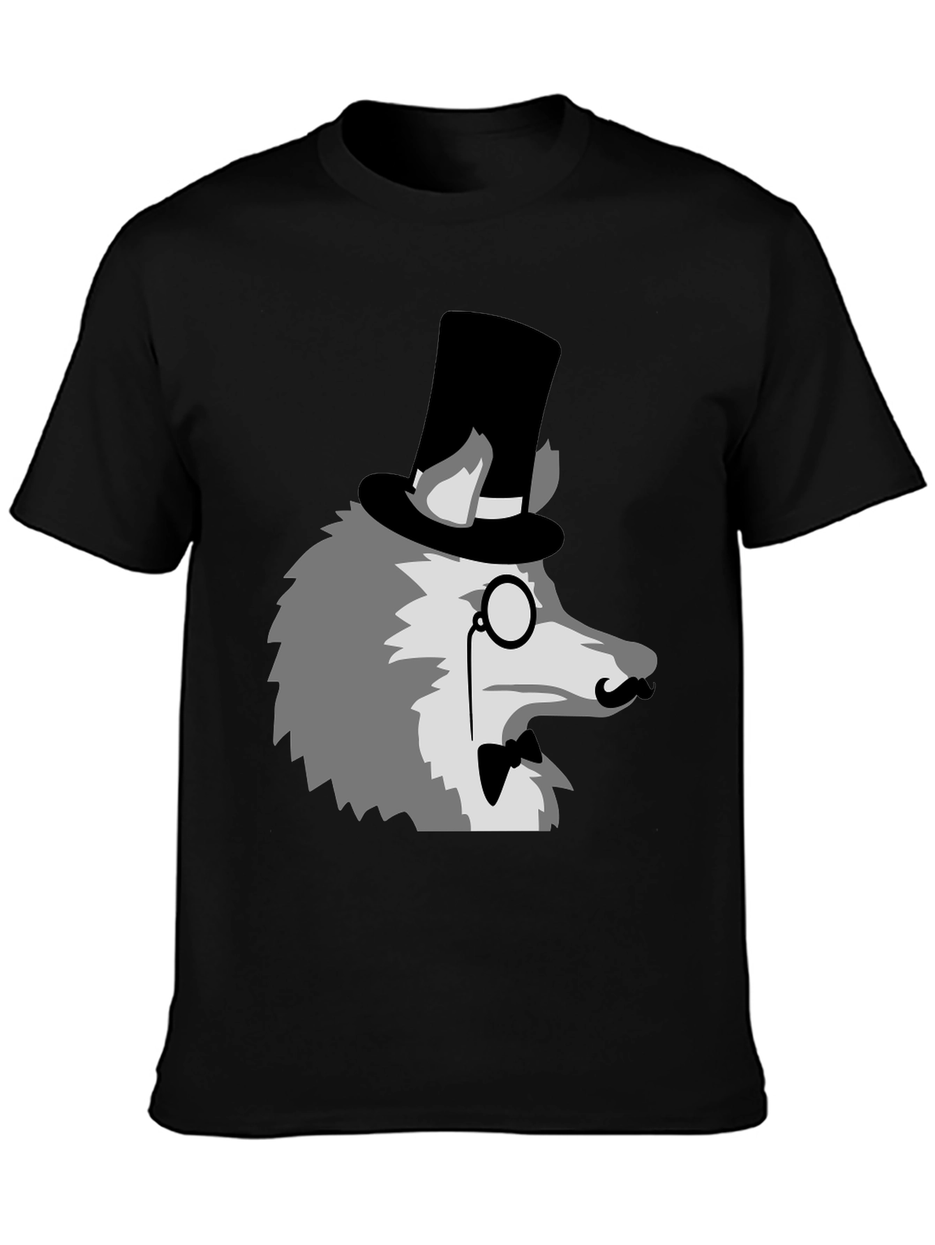Gentleman Wolf Graphic Tee - Unique Animal Print Shirt