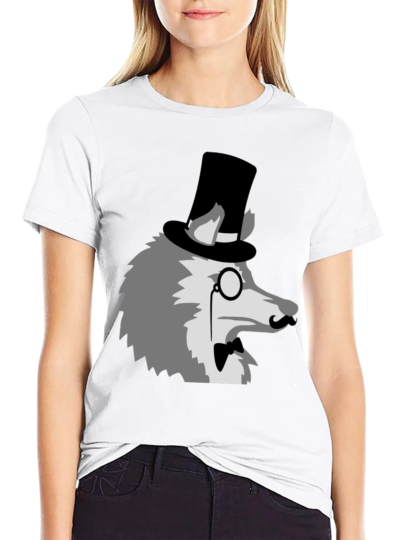 Gentleman Wolf Graphic Tee - Unique Animal Print Shirt