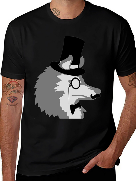 Gentleman Wolf Graphic Tee - Unique Animal Print Shirt