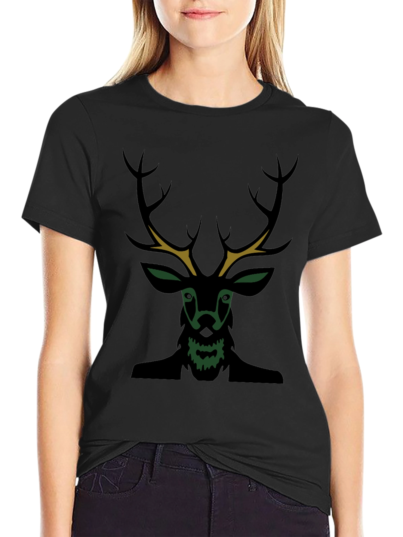 Mens Black Deer Graphic Tee - Unique Style