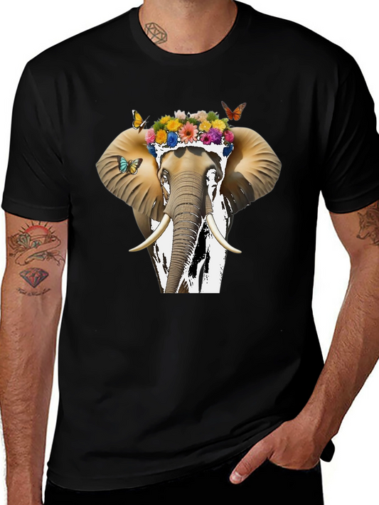 Floral Elephant Graphic Tee - Unique Animal Design