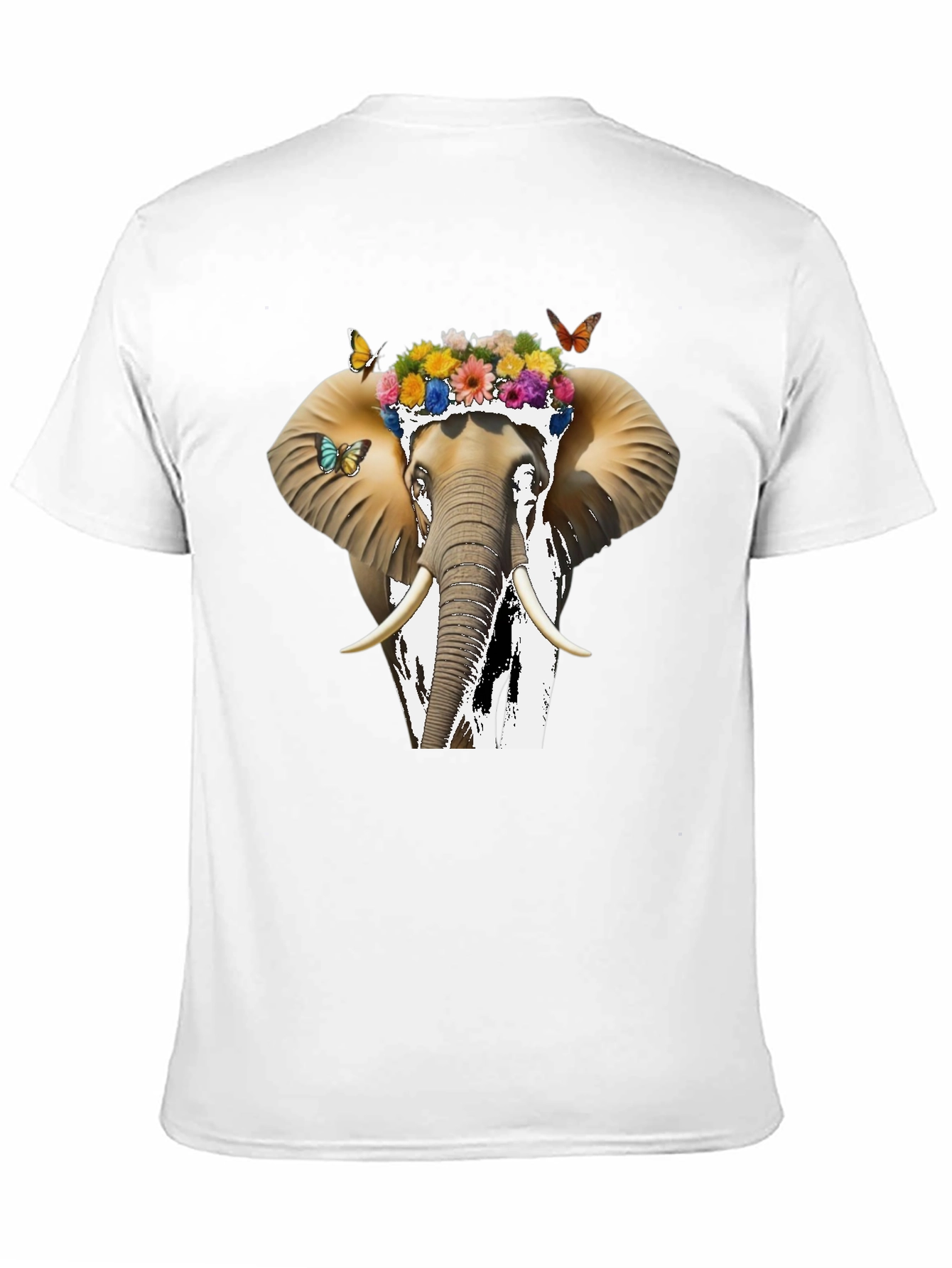 Floral Elephant Graphic Tee - Unique Animal Design