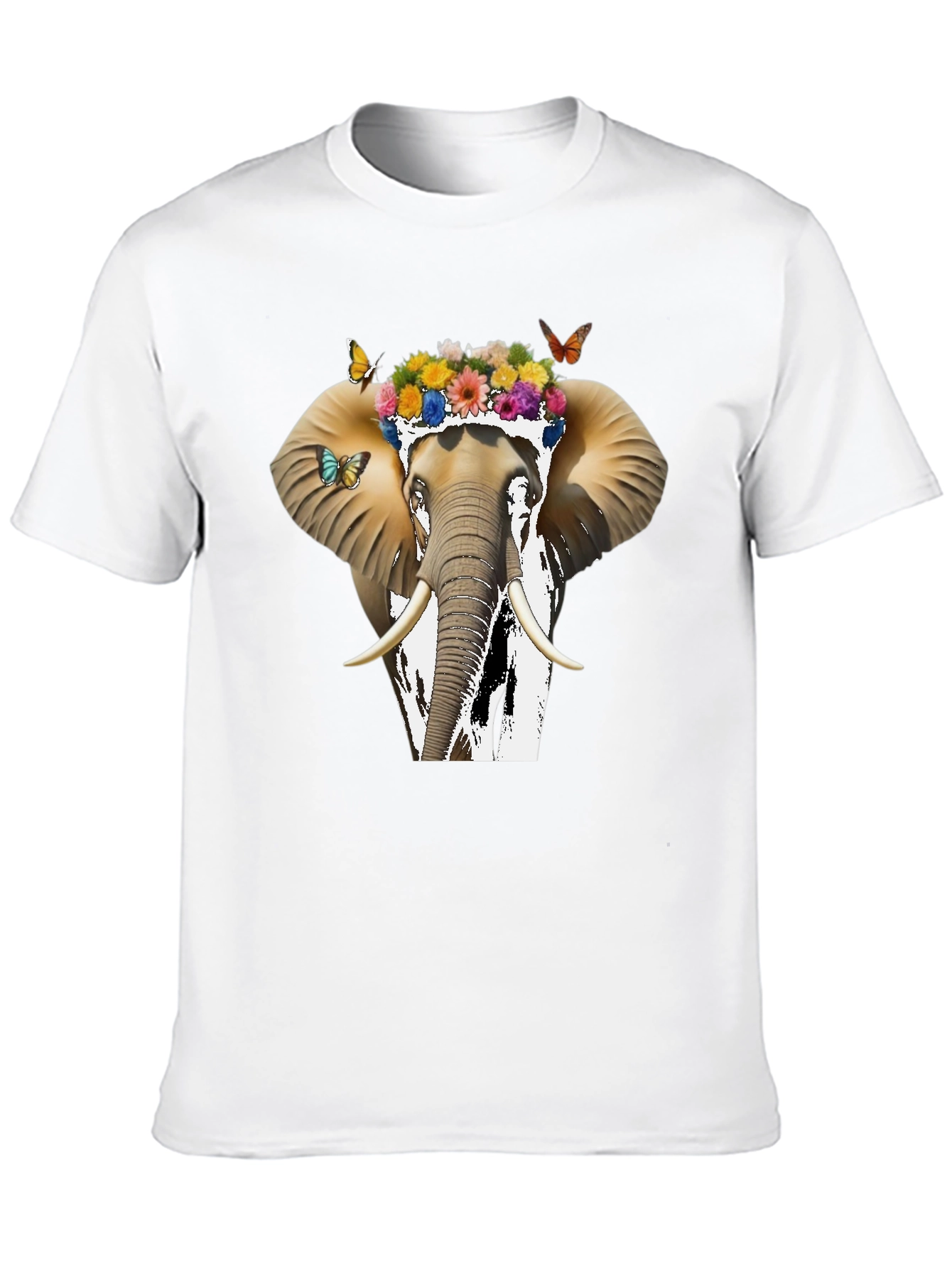 Floral Elephant Graphic Tee - Unique Animal Design