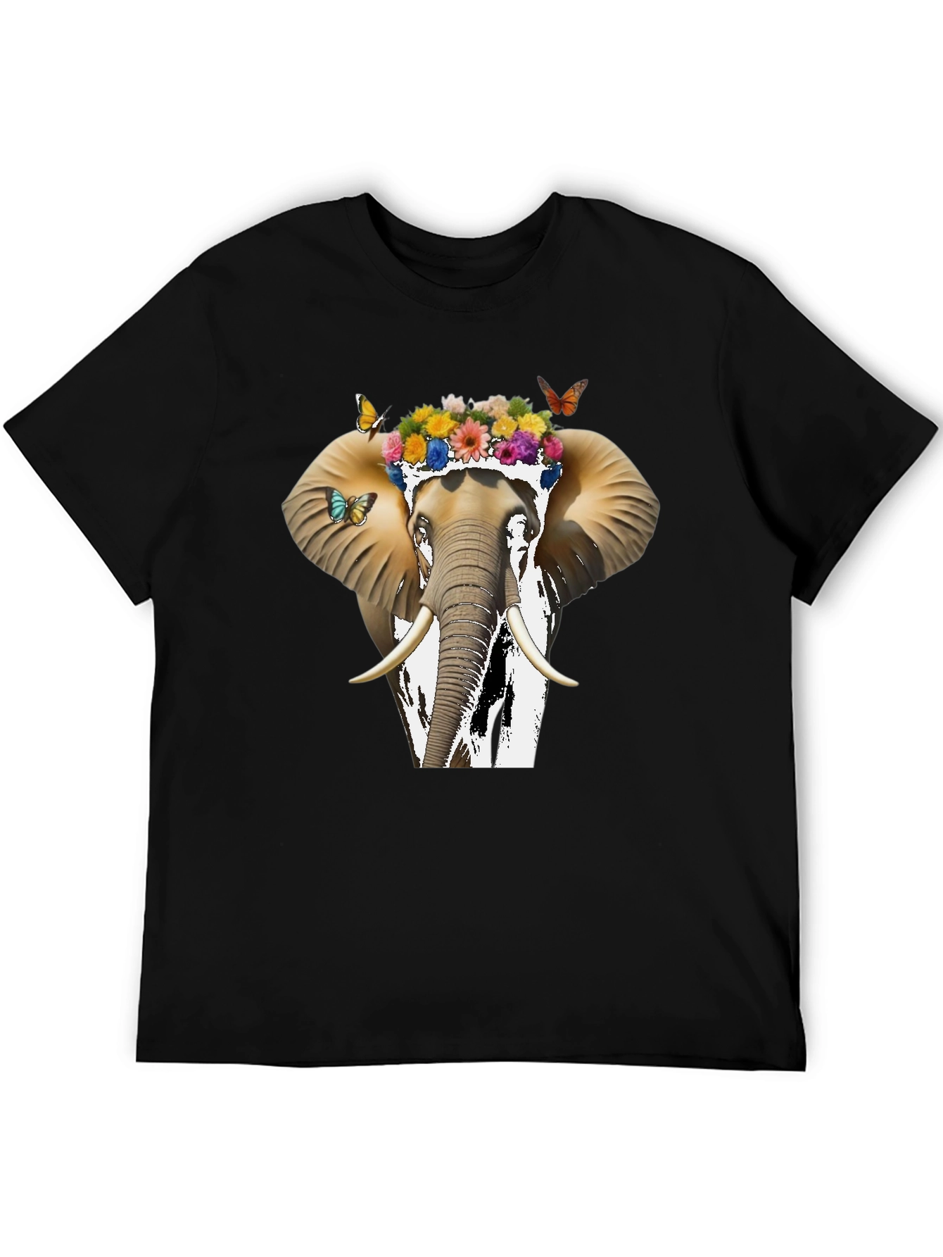 Floral Elephant Graphic Tee - Unique Animal Design