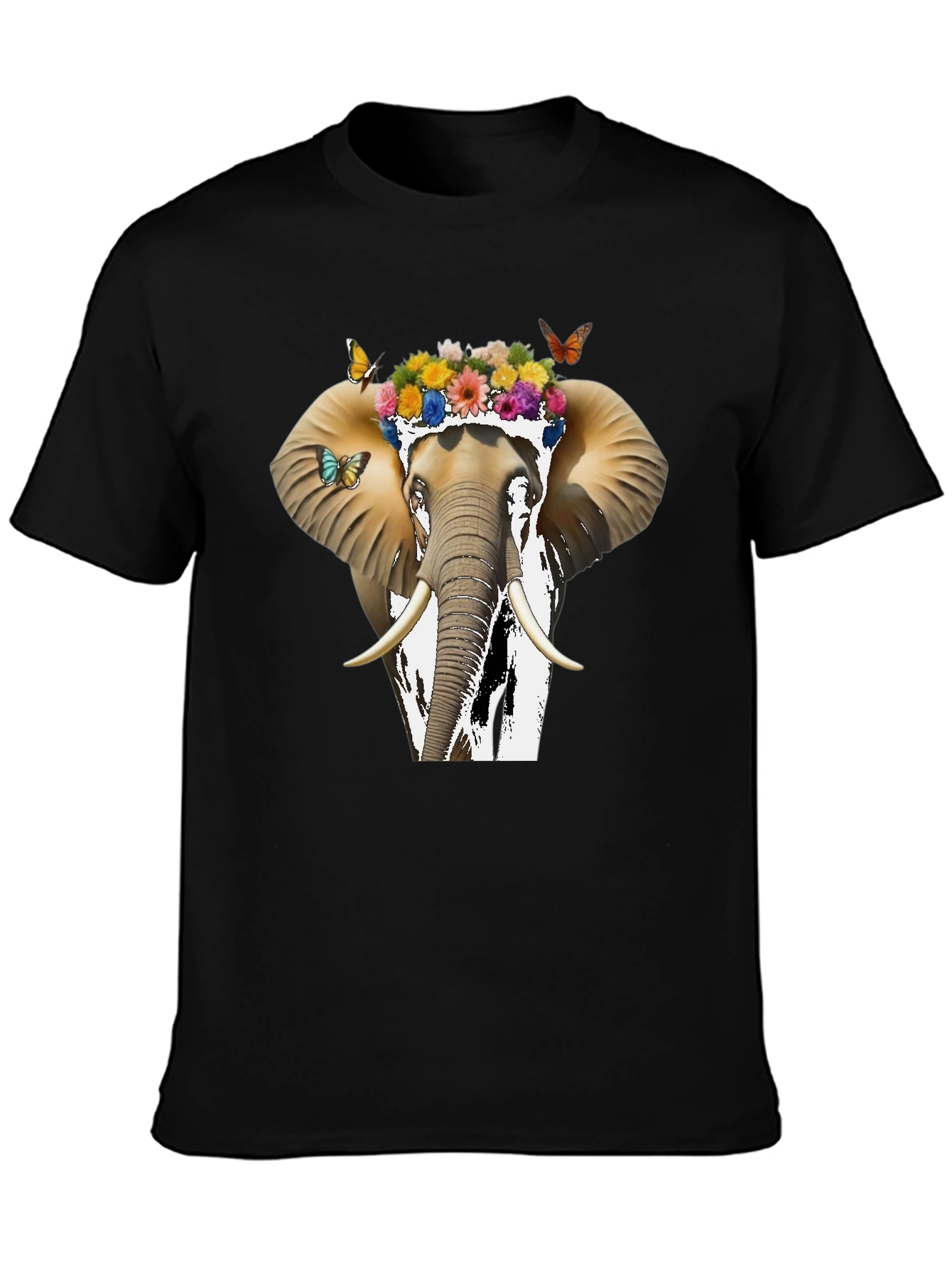 Floral Elephant Graphic Tee - Unique Animal Design