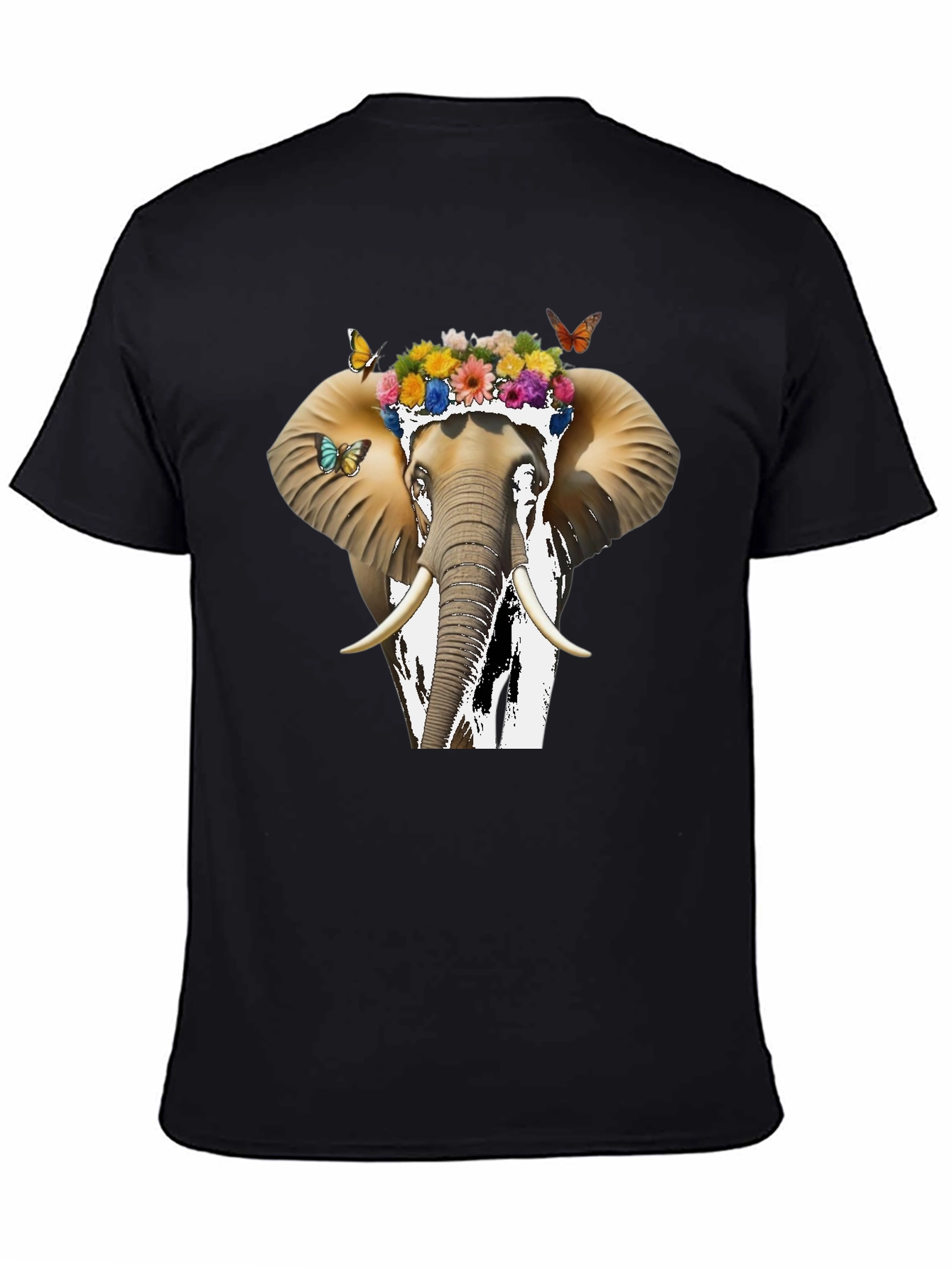 Floral Elephant Graphic Tee - Unique Animal Design