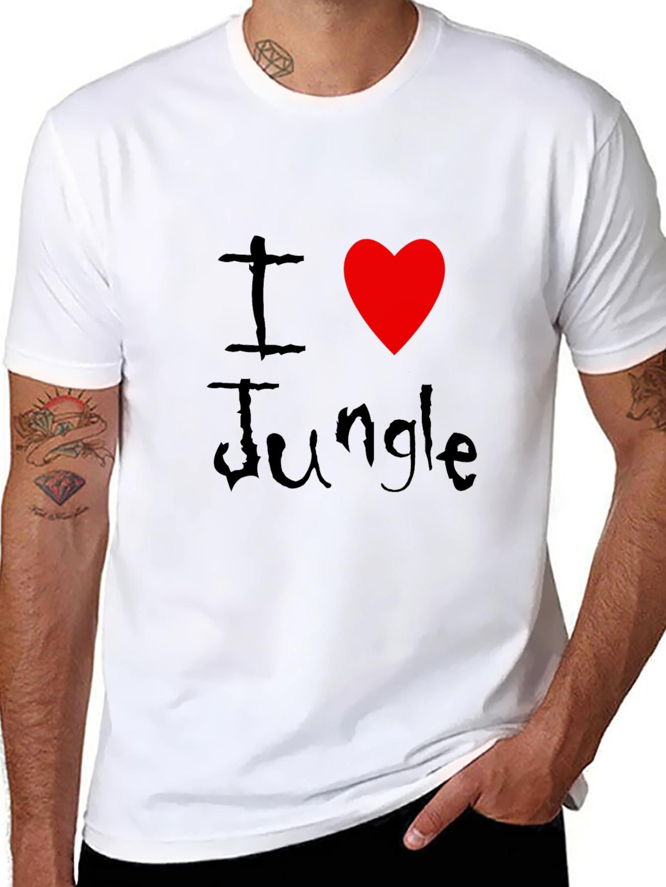 I Love Jungle Black Graphic Tee Shirt