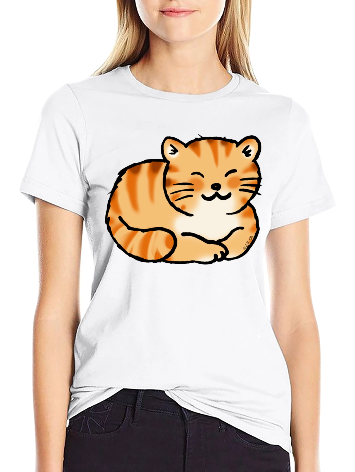 Cute Cat Nap T-Shirt - Black Tee