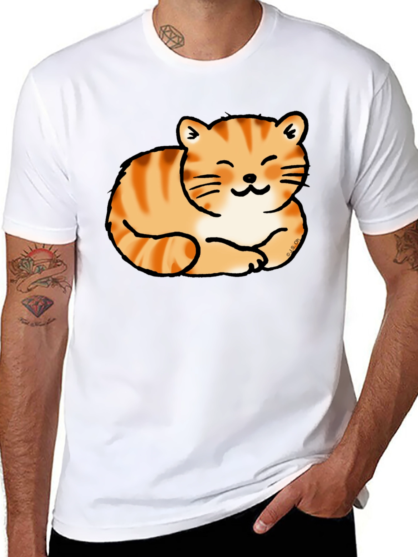 Cute Cat Nap T-Shirt - Black Tee
