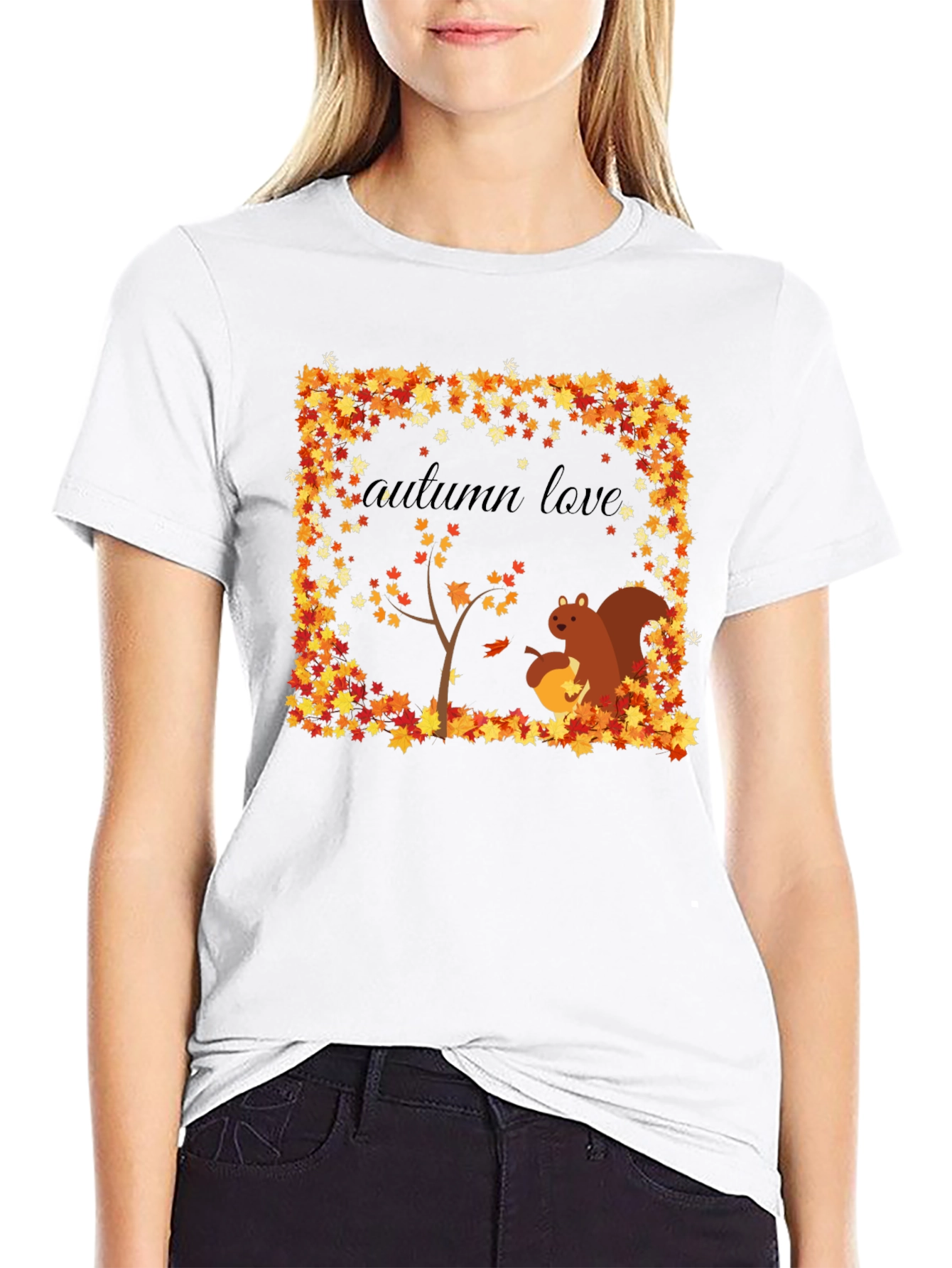 Autumn Love Squirrel Graphic Tee