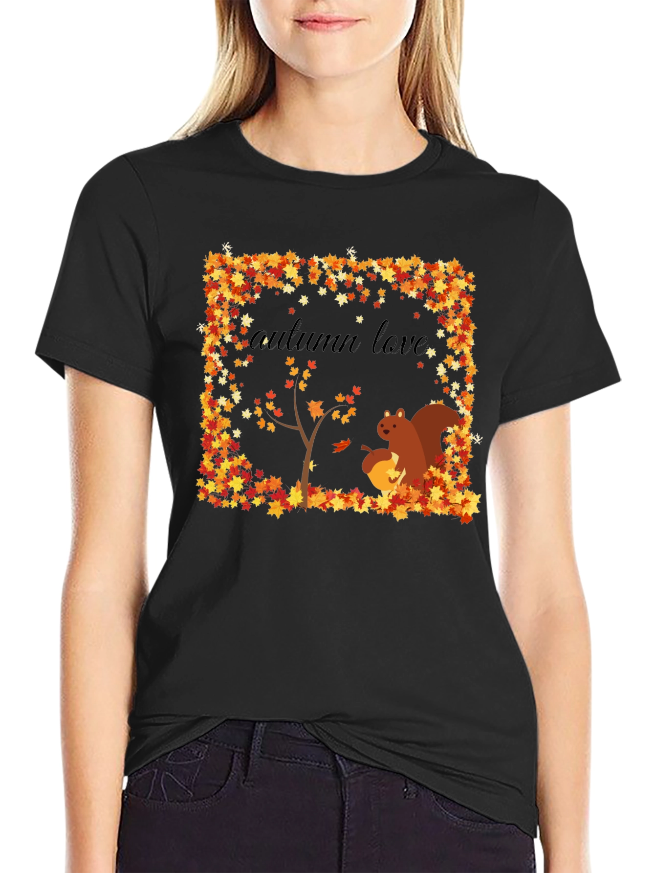 Autumn Love Squirrel Graphic Tee