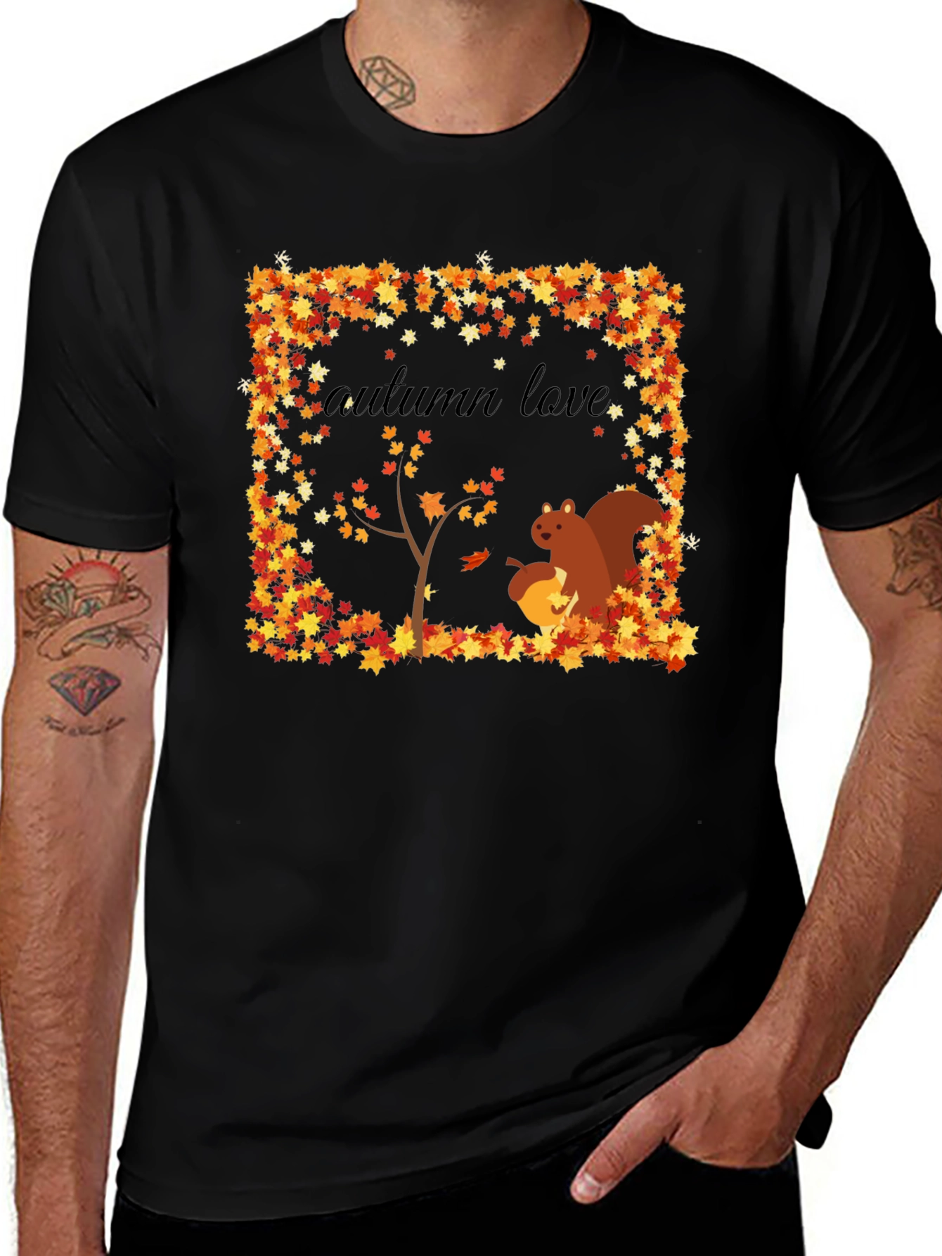 Autumn Love Squirrel Graphic Tee