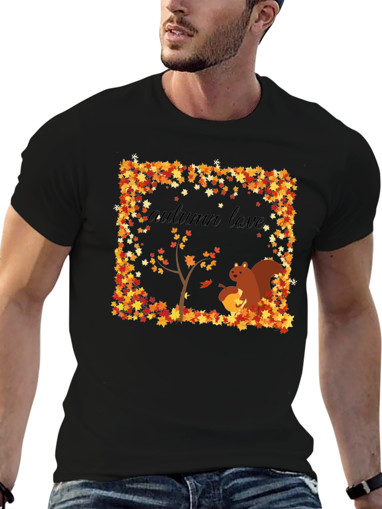 Autumn Love Squirrel Graphic Tee