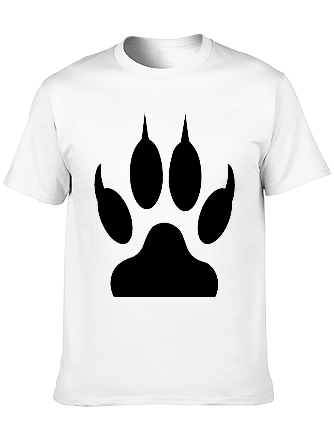 Black Wolf Paw Print Crew Neck T-Shirt