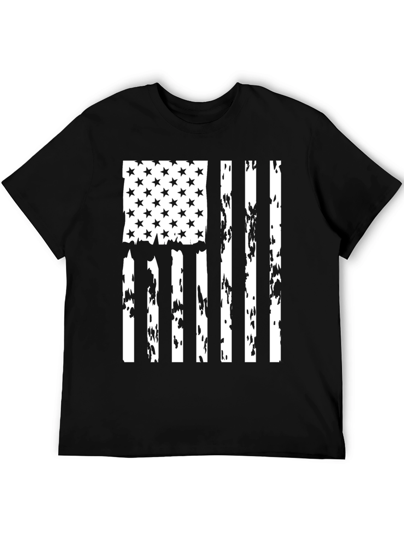 Distressed American Flag Graphic Tee - Patriotic Black Shirt