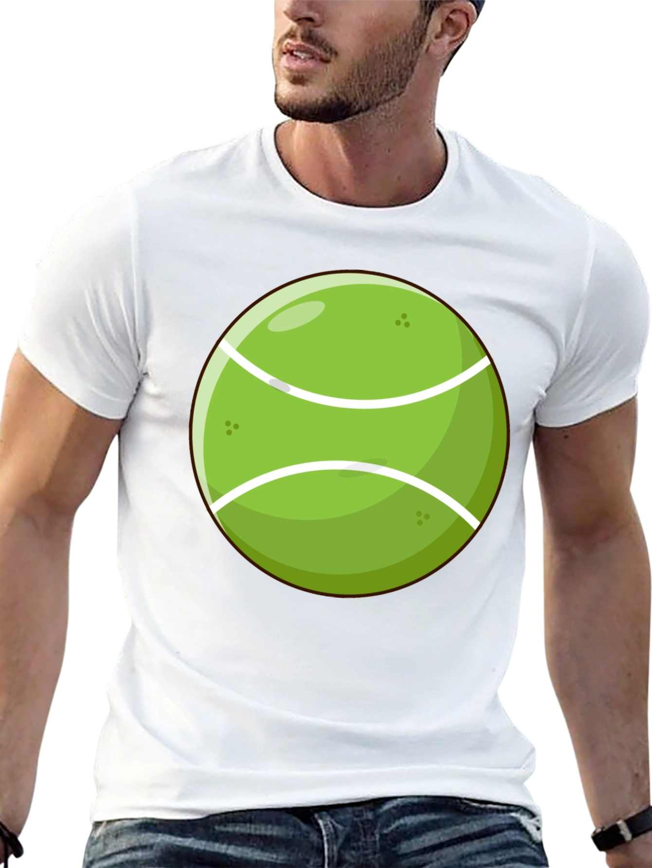 Tennis Ball Graphic Tee - Black Cotton Shirt