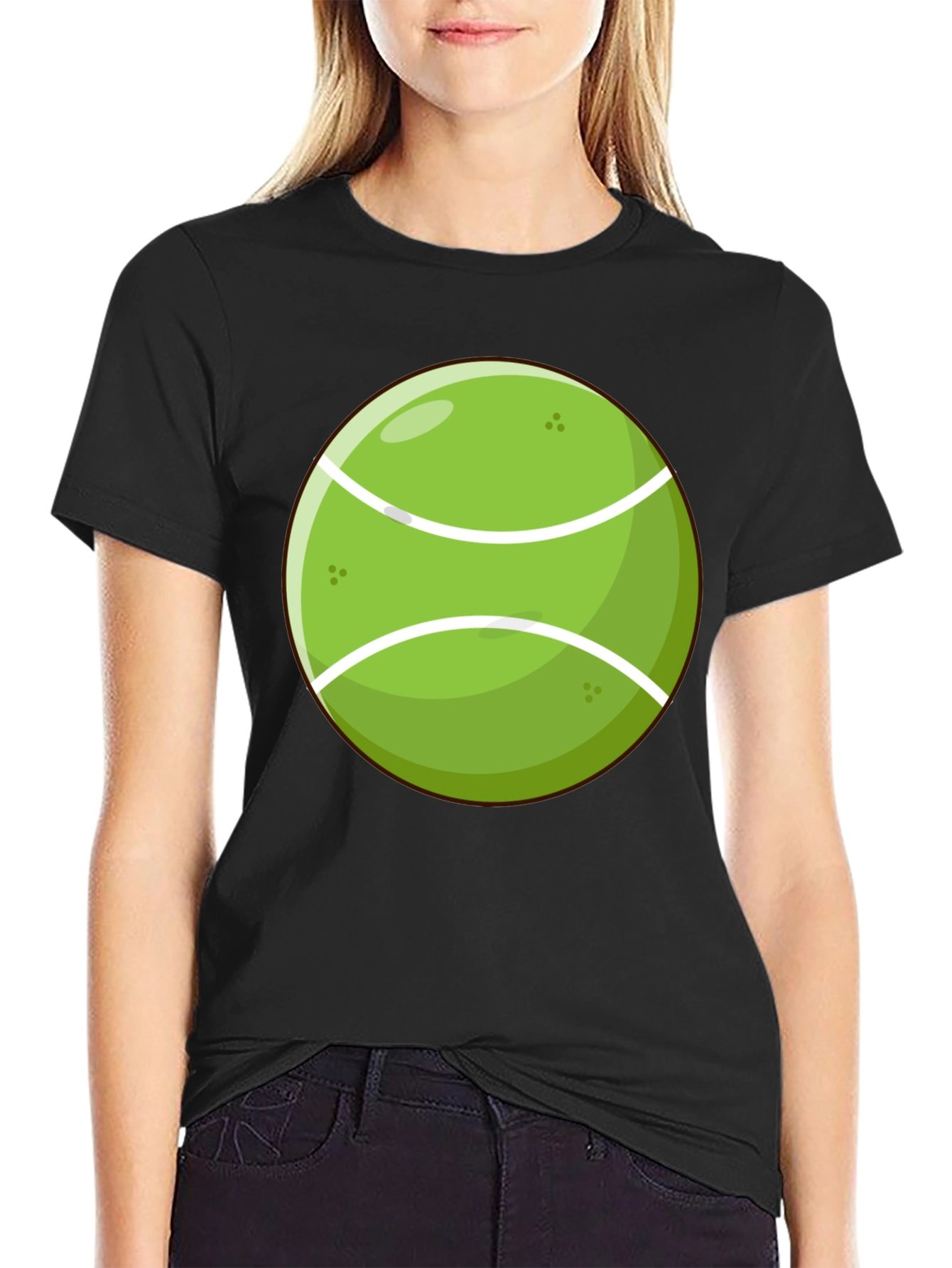 Tennis Ball Graphic Tee - Black Cotton Shirt