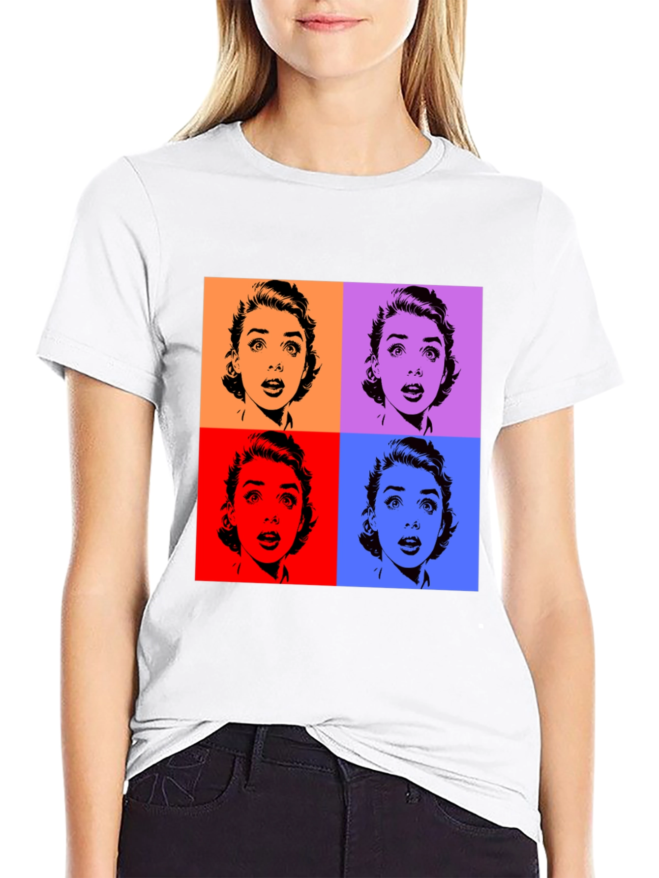 Pop Art T-Shirt - Black Audrey Hepburn Style Tee