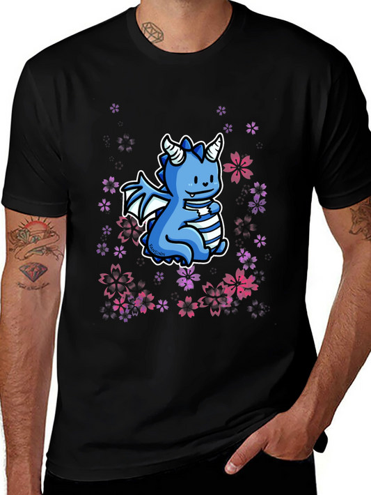 Cute Dragon Graphic Black T-Shirt