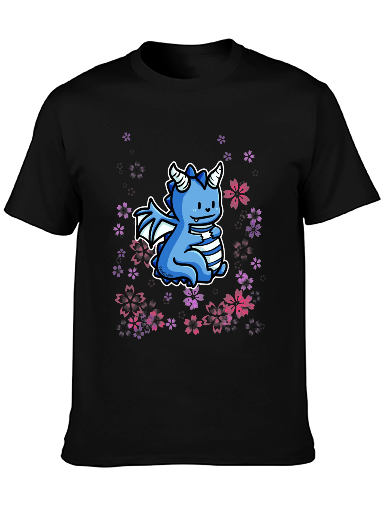 Cute Dragon Graphic Black T-Shirt