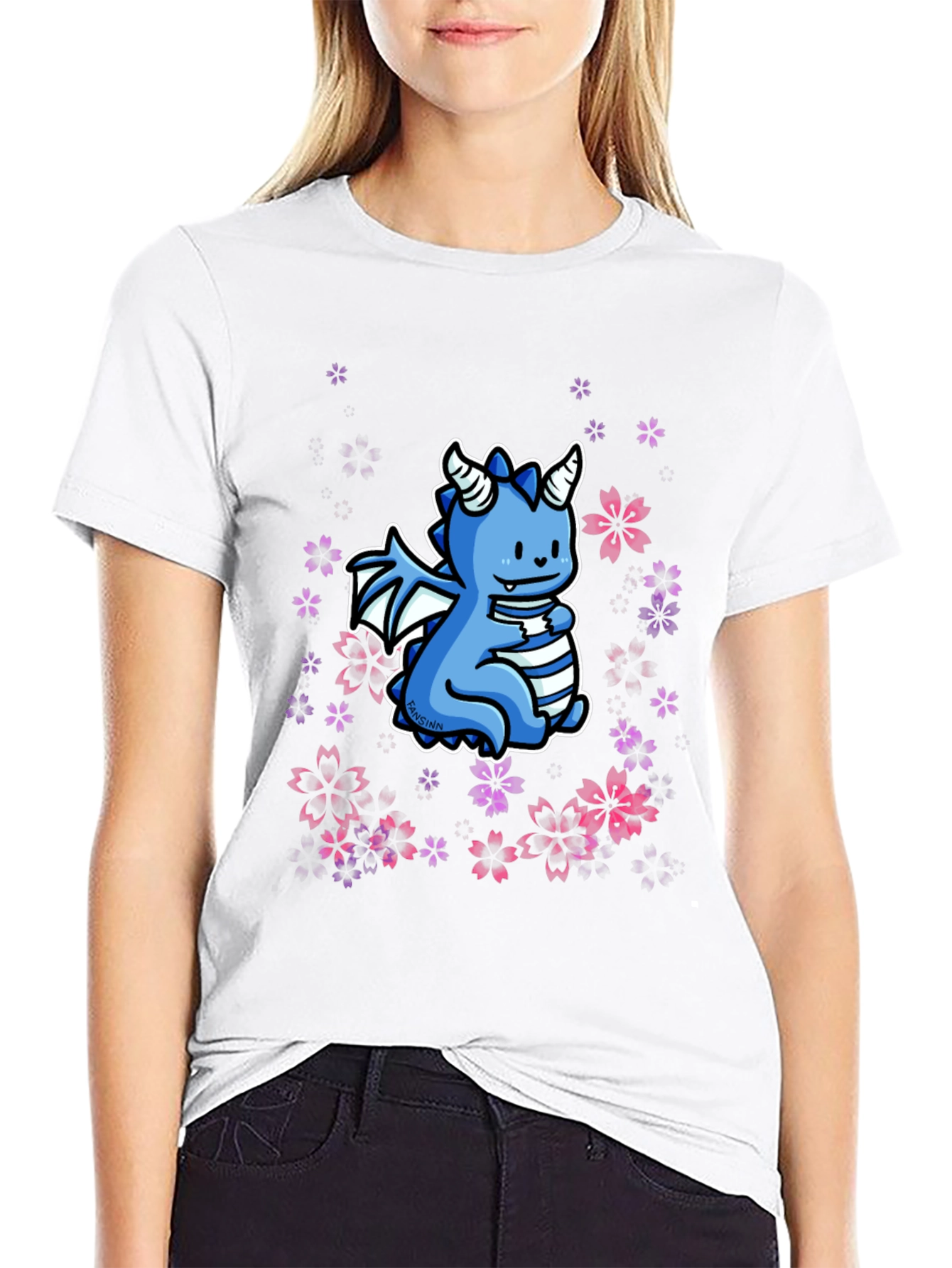 Cute Dragon Graphic Black T-Shirt