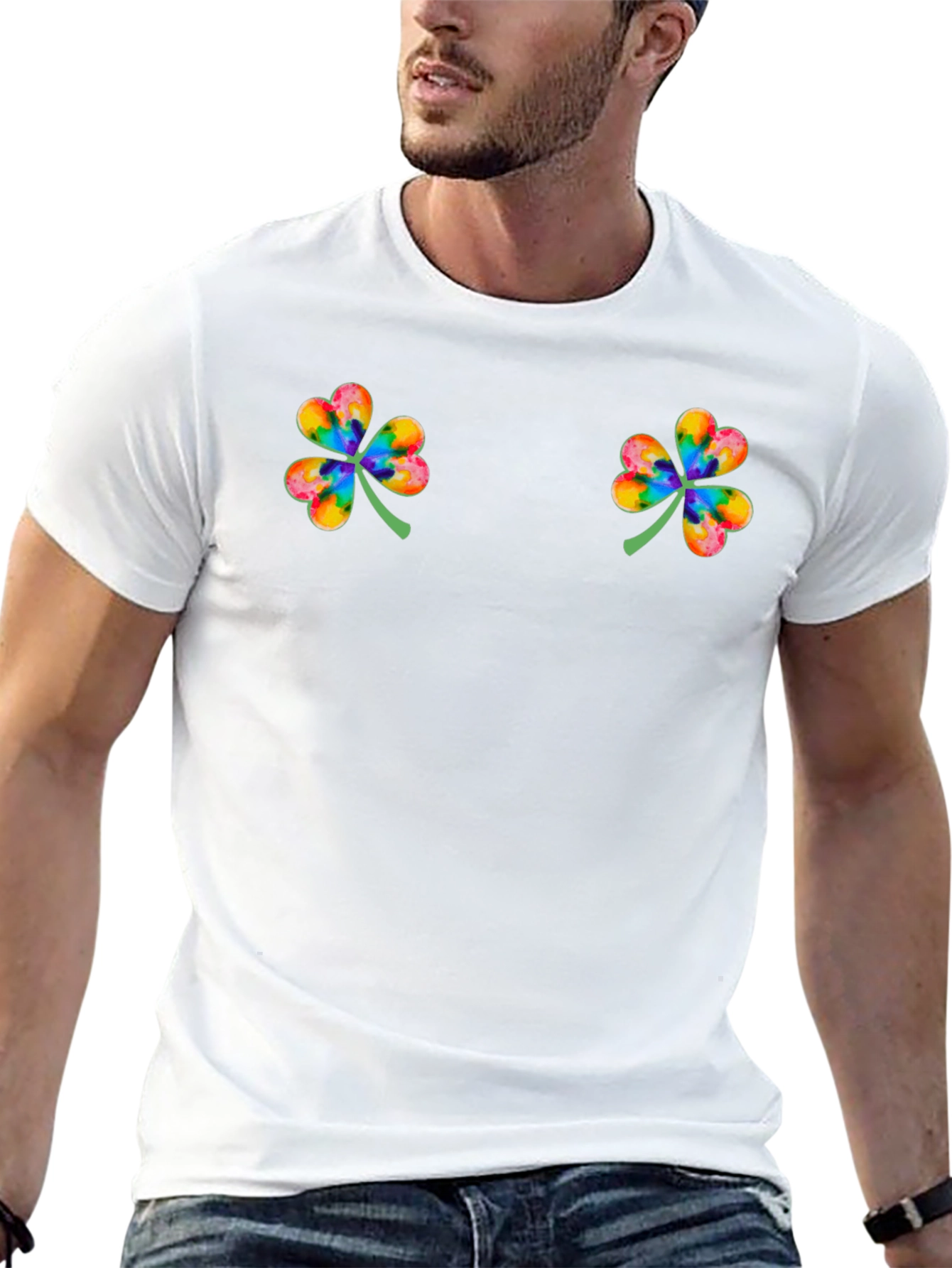 Rainbow Clover Graphic Tee - St. Patricks Day Shirt