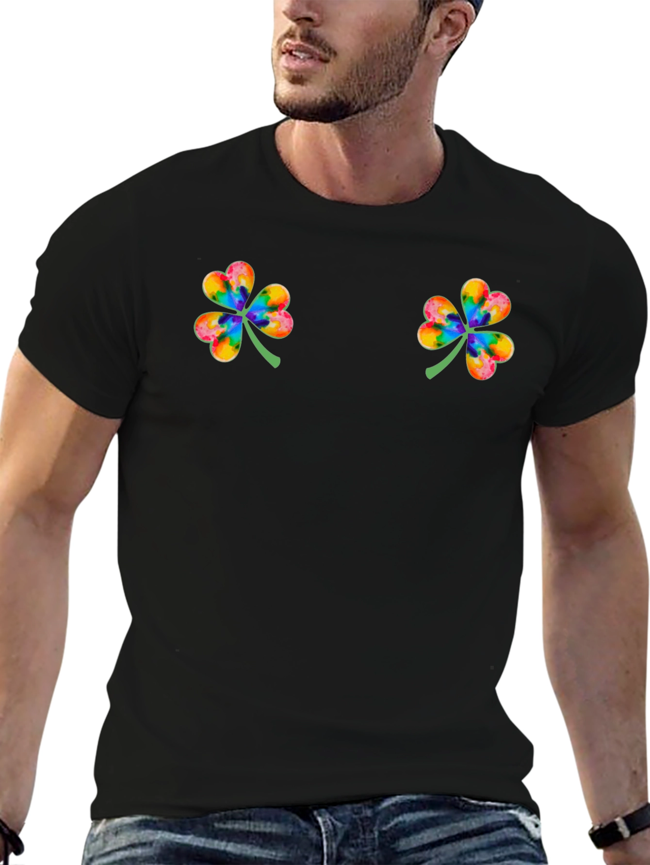 Rainbow Clover Graphic Tee - St. Patricks Day Shirt