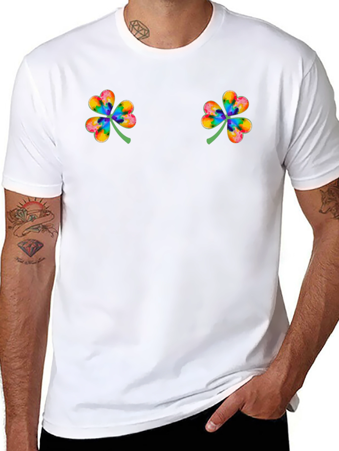 Rainbow Clover Graphic Tee - St. Patricks Day Shirt